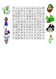 English worksheet: Fantasy world picture wordsearch