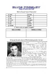 English Worksheet: ELVIS PRESLEY - King of Rocknroll (Simple Past practice)