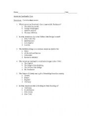 English Worksheet: American Landmarks Quiz