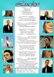 English Worksheet: Lucky - a song by Jason Mars and Colbie Caillat - editable