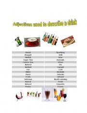 English Worksheet: ADJECTIVES USED TO DESCRIBE A DRINK