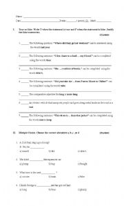 English worksheet: Simple Past transport and Comparative