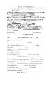 English worksheet: Personal Information