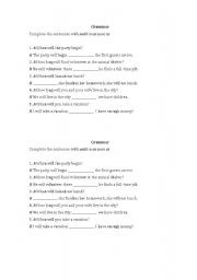 English Worksheet: As soon as x until