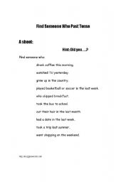 English Worksheet: Game Find someone who