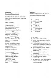 English Worksheet: irregular verbs song Coldplay-Yellow