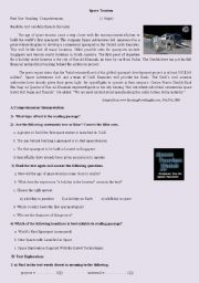 English Worksheet: Space tourism test