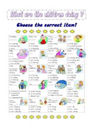 English Worksheet: What are the children doing?
