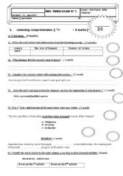 Mid -term exam test  3rd year students 