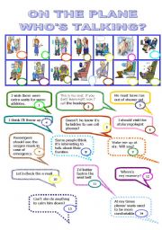 English Worksheet: ON THE PLANE/WHOS TALKING?/1