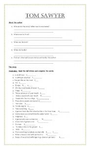 English Worksheet: Tom Sawyer