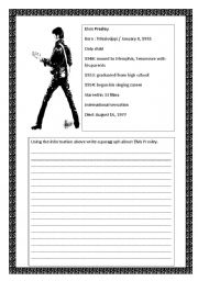 English Worksheet: Writing about Elvis Presley