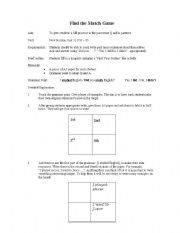 English worksheet: Find a Match Activity