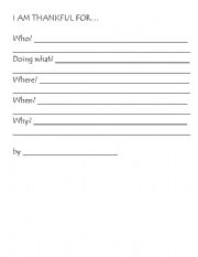 English Worksheet: Thankful Poem