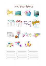 English Worksheet: Find words in picture
