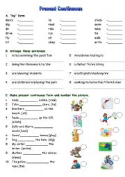 English Worksheet: present continuous