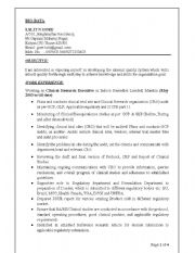 English worksheet: Resume format