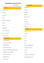 English Worksheet: dead poets society  key vocabulary