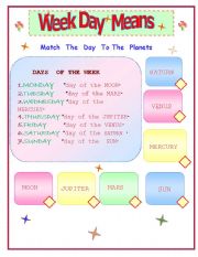 English worksheet: weekdays