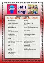 English Worksheet: > Glee Series: Season 2! > Songs For Class! S02E15 *.* Three Songs *.* Fully Editable With Key! *.* Part 1/2