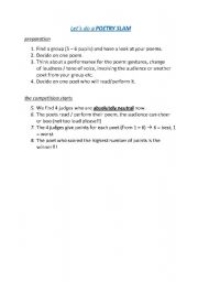 English Worksheet: slam poetry