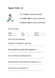 English worksheet: Past simple regular verbs