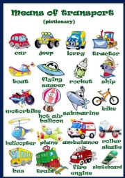 English Worksheet: Means of transport (pictionary)