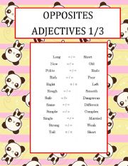 English Worksheet: OPPOSITES ADJECTIVES 1/3