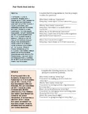 Pair Work Oral Activity