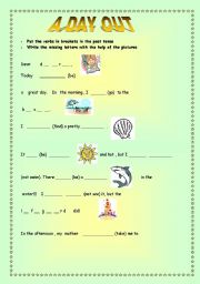 English worksheet: A DAY OUT