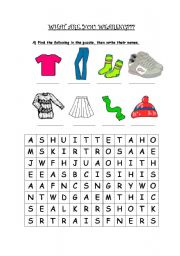 English Worksheet: WHAT ARE YOU WEARING?