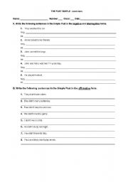 English Worksheet: Past Simple