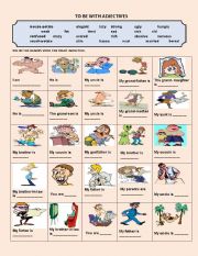 English Worksheet: TO BE WITH ADJECTIVES