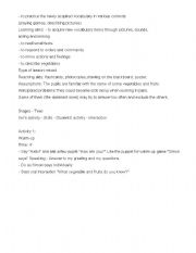 English Worksheet: lesson plan - vegetables