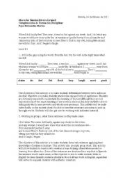 English Worksheet: Vocabulary, verbs,writing, sentence order