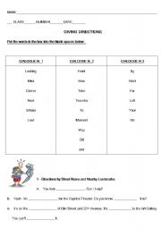 English worksheet: giving directions