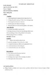 English Worksheet: dining out lesson plan