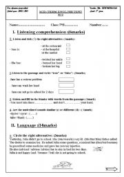 English Worksheet: 7 th form mid term test 3 for Tunisian pupils