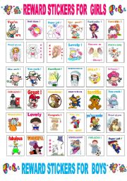 English Worksheet: reward stickers for boys and girls 