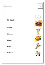 English worksheet: food staff maching