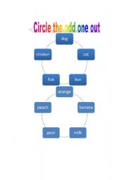 English Worksheet: the odd one out