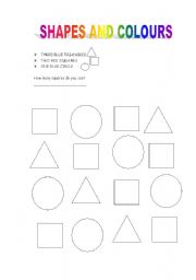 English Worksheet: SHAPES AND COLOURS