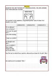 English Worksheet: group work role play  use of PRESENT PERFECT