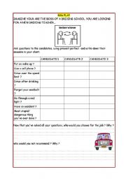 group work role play  use of PRESENT PERFECT