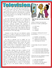 English Worksheet: Reading comprehension-television