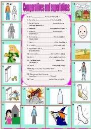 English Worksheet: Comparatives and suprelatives + answer key