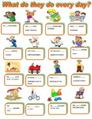 English Worksheet: WHAT DO THEY DO EVERY DAY?