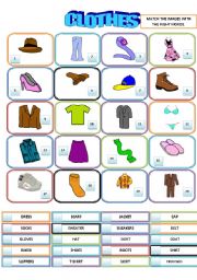 English Worksheet: CLOTHES - MATCHING