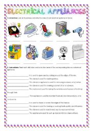 English Worksheet: Electrical appliances practice