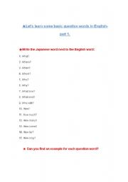 English worksheet: question words in English